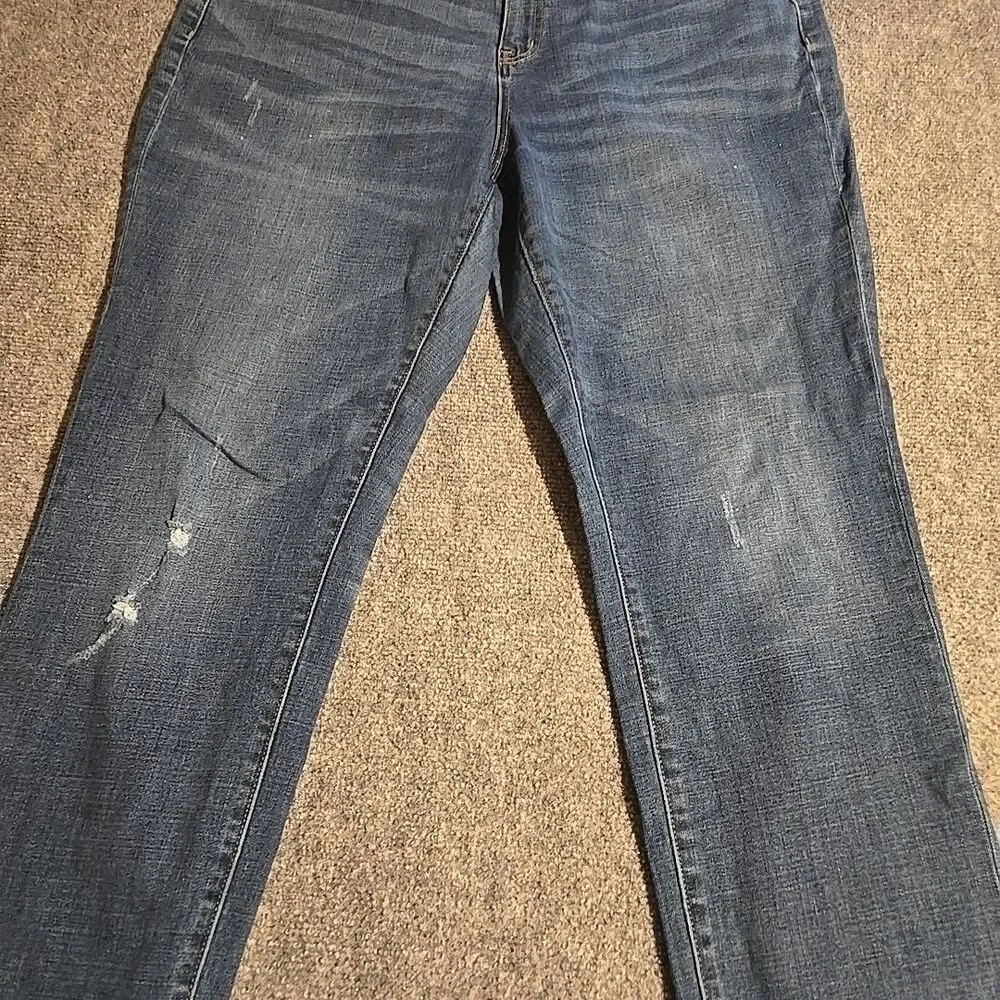 J Crew Denim Jeans Mens 34 Blue Stretch Straight Distressed Casual Pockets